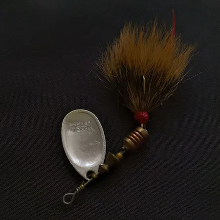 Vintage Mepps Aglia 2 Dressed (squirrel tail) (1970s), 3/16oz silver spinning lure #22277