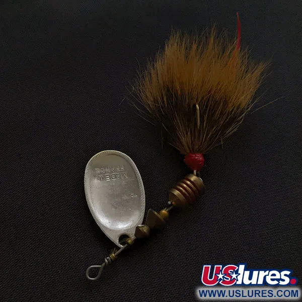 Vintage Mepps Aglia 2 Dressed (squirrel tail) (1970s), 3/16oz silver spinning lure #22277