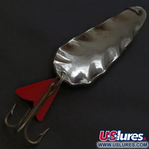 Vintage  AL&W Tackle AL&W Full Wave Design REG'D, 1oz nickel/red/white fishing spoon #22300