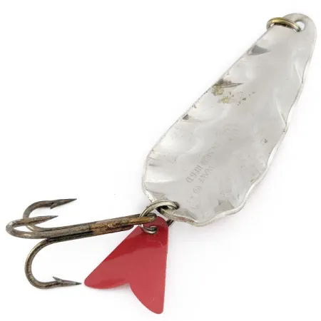 Vintage AL&W Tackle AL&W Full Wave Design REG'D, 1oz nickel/red/white fishing spoon #22300