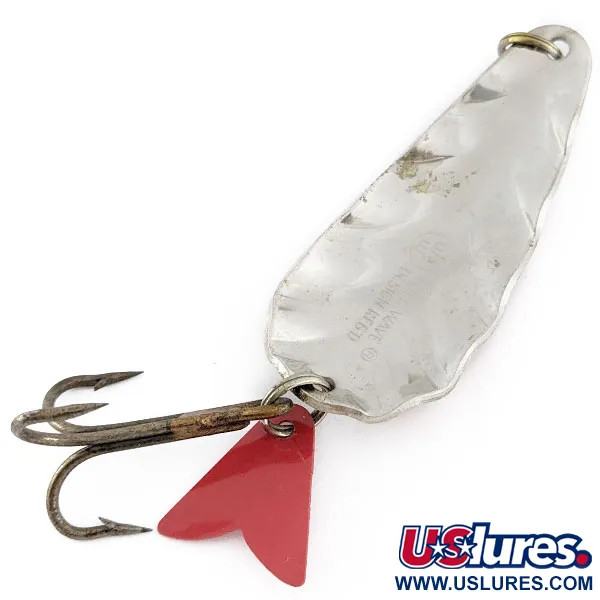 Vintage  AL&W Tackle AL&W Full Wave Design REG'D, 1oz nickel/red/white fishing spoon #22300