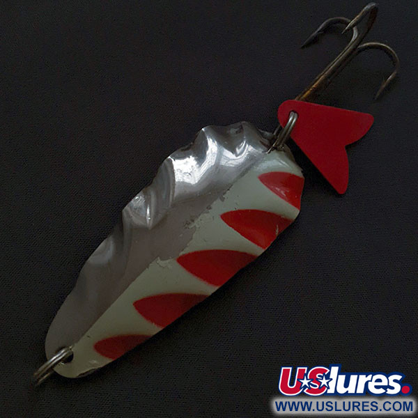 Vintage  AL&W Tackle  AL&W Full Wave Design REG'D, 1oz nickel/red/white fishing spoon #22300