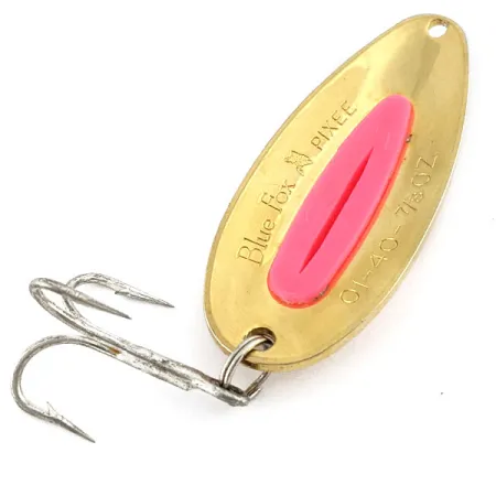 Vintage Blue Fox Pixee, 3/4oz gold/rose fishing spoon #22369