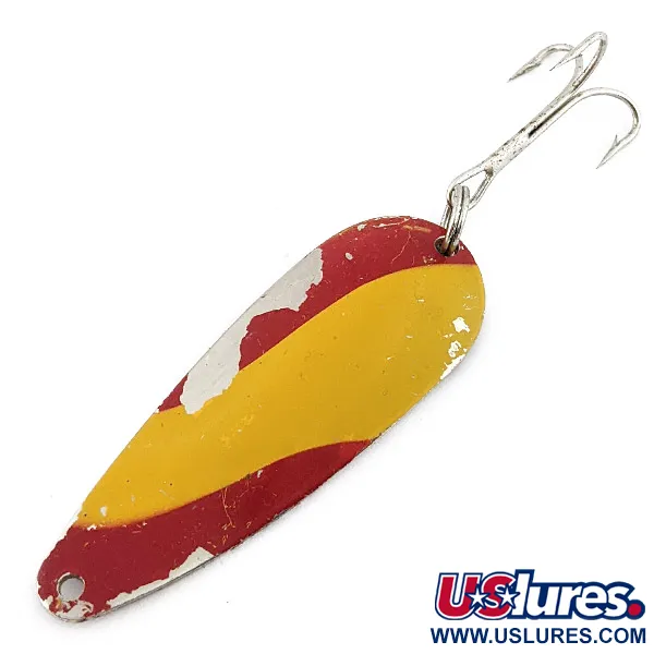 Vintage   Worth Chippewa Steel Spoon, 2/5oz nickel/yellow/red fishing spoon #22383