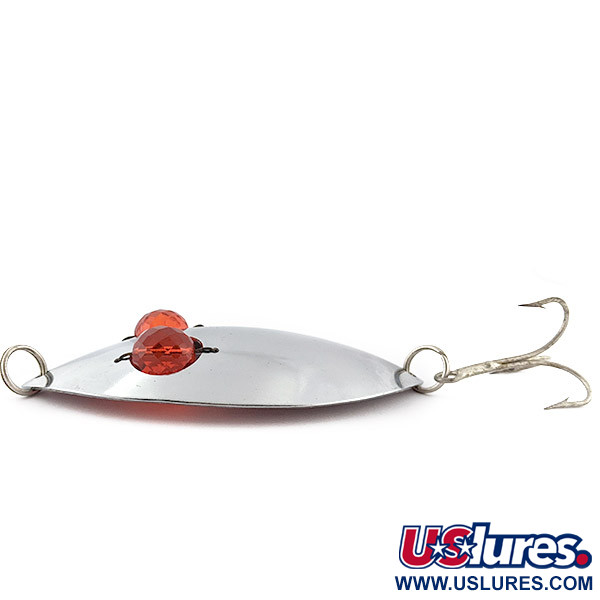 Vintage  Lanes Tackle & Bait Lane's Spark-L-Eye, 2 1/4oz nickel/red eyes fishing spoon #22400