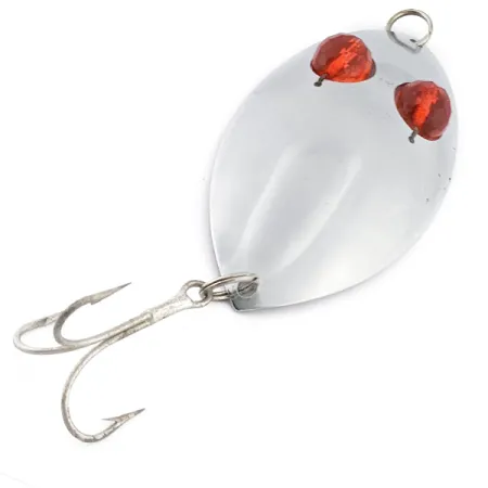 Vintage Lanes Tackle & Bait Lane's Spark-L-Eye, 2 1/4oz nickel/red eyes fishing spoon #22400