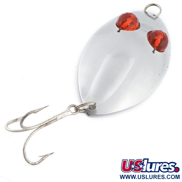 Vintage  Lanes Tackle & Bait Lane's Spark-L-Eye, 2 1/4oz nickel/red eyes fishing spoon #22400