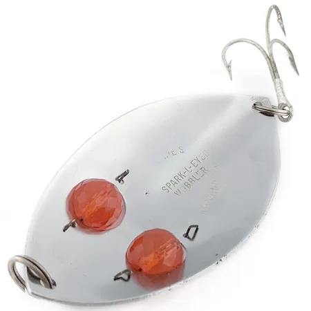 Vintage Lanes Tackle & Bait Lane's Spark-L-Eye, 2 1/4oz nickel/red eyes fishing spoon #22400