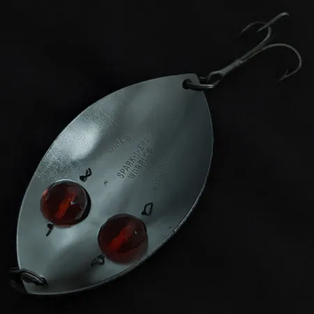 Vintage Lanes Tackle & Bait Lane's Spark-L-Eye, 2 1/4oz nickel/red eyes fishing spoon #22400