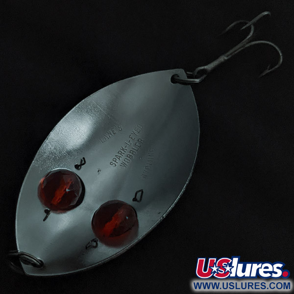 Vintage  Lanes Tackle & Bait Lane's Spark-L-Eye, 2 1/4oz nickel/red eyes fishing spoon #22400