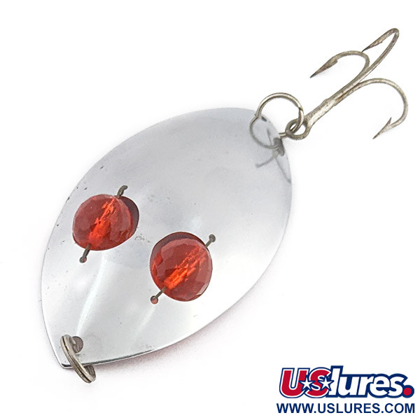 Vintage  Lanes Tackle & Bait Lane's Spark-L-Eye, 2 1/4oz nickel/red eyes fishing spoon #22400