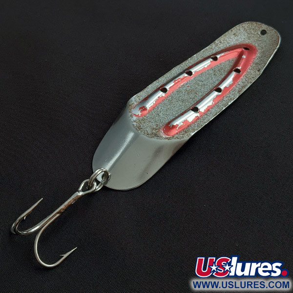 Vintage  Great Lakes Lures Charger №3, 3/4oz nickel/red/glitter fishing spoon #22425