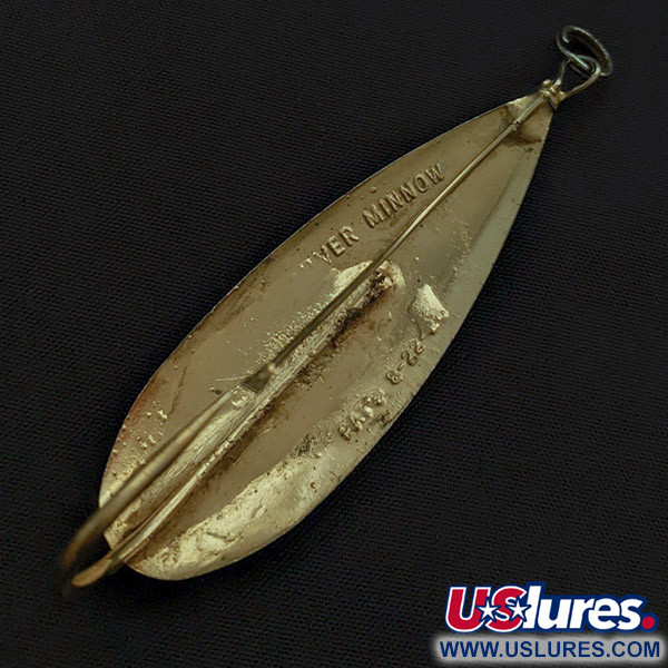 Vintage   Johnson Silver Minnow, 2/5oz gold fishing spoon #22429