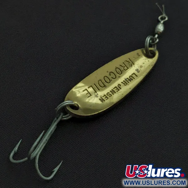 Vintage  Luhr Jensen Krocodile, 1/3oz brass/brown trout fishing spoon #22434