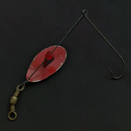 Vintage Lucky Strike June Bug Spinner, 1/4oz nickel/brass/red spinning lure #22465