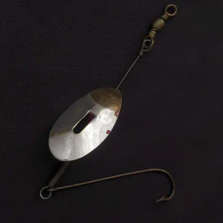 Vintage Lucky Strike June Bug Spinner, 1/4oz nickel/brass/red spinning lure #22465