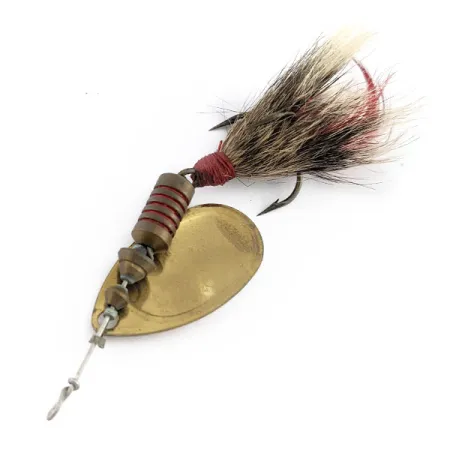 Vintage Mepps Aglia 3 Dressed (squirrel tail), 1/4oz red/white/brass spinning lure #22474