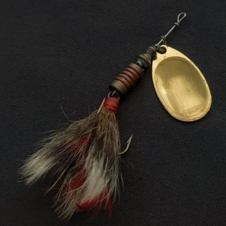 Vintage Mepps Aglia 3 Dressed (squirrel tail), 1/4oz red/white/brass spinning lure #22474