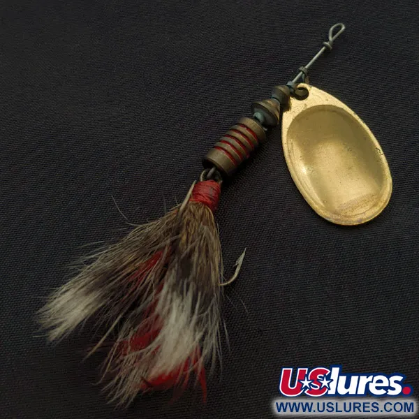 Vintage Mepps Aglia 3 Dressed (squirrel tail), 1/4oz red/white/brass spinning lure #22474