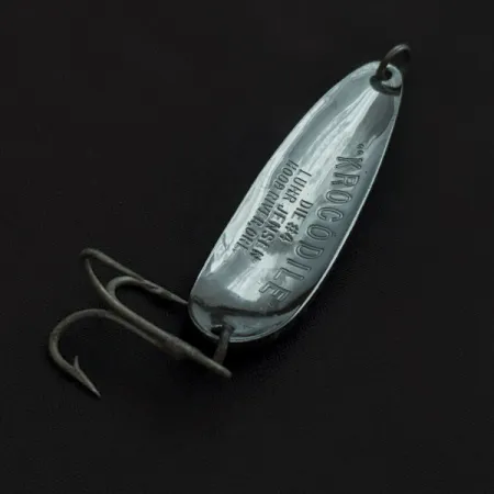 Vintage Luhr Jensen Krocodile #4, 2/3oz nickel/hologram fishing spoon #22475