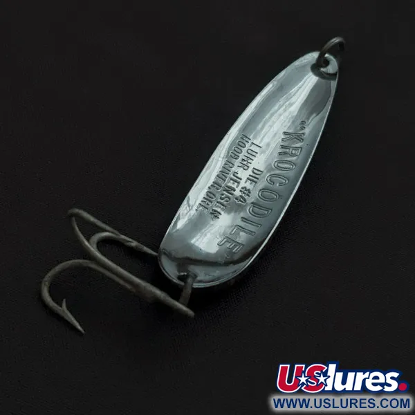 Vintage  Luhr Jensen Krocodile #4, 2/3oz nickel/hologram fishing spoon #22475