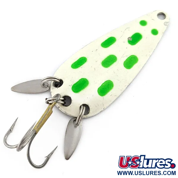 Vintage  Marathon  Marathon, 2/5oz white pearl/nickel/green fishing spoon #22496