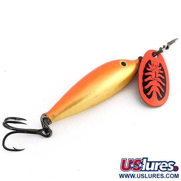 Vintage   Blue Fox Super Vibrax Minnow Spin 1, 1/8oz Orange fishing lure #22503