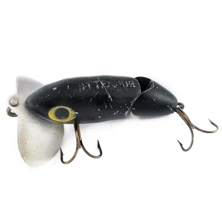 Vintage Fred Arbogast Jitterbug Jointed, 1/3oz Black fishing lure #22524