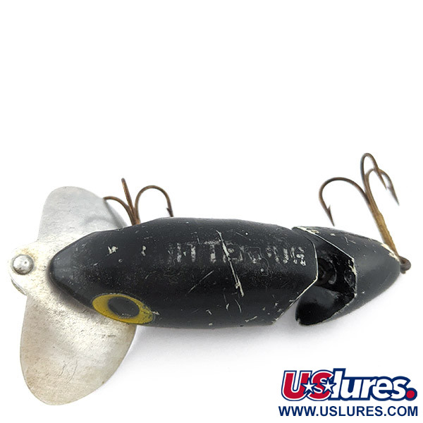 Vintage   Fred Arbogast Jitterbug Jointed, 1/3oz Black fishing lure #22524