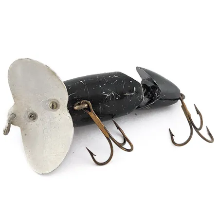 Vintage Fred Arbogast Jitterbug Jointed, 1/3oz Black fishing lure #22524