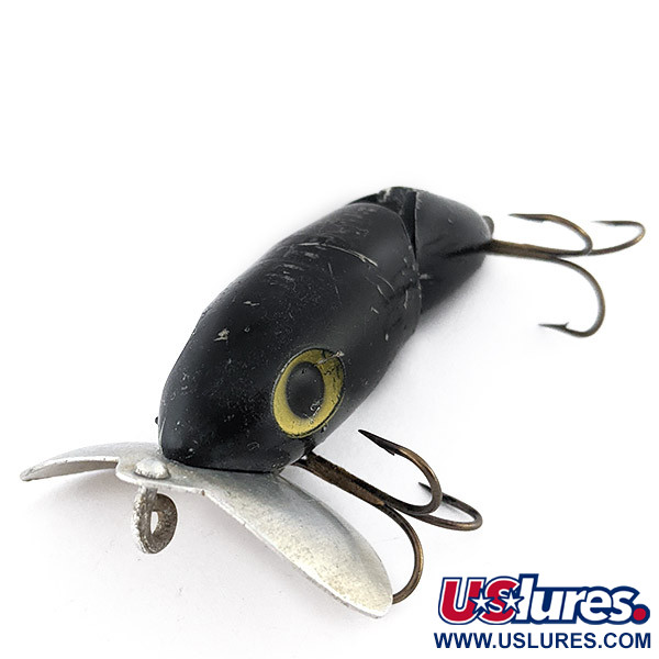 Vintage   Fred Arbogast Jitterbug Jointed, 1/3oz Black fishing lure #22524