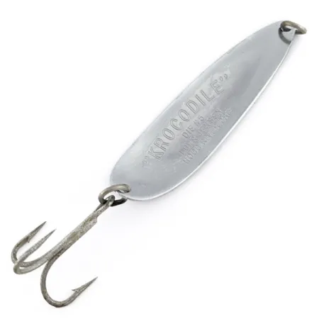 Vintage Luhr Jensen Krocodile #5, 3/4oz nickel/blue fishing spoon #22525