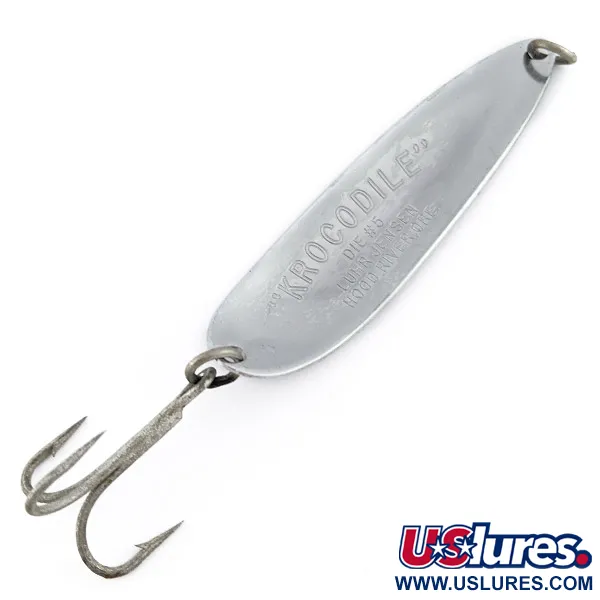 Vintage  Luhr Jensen Krocodile #5, 3/4oz nickel/blue fishing spoon #22525