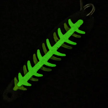 Vintage Slammer Glow, 1/3oz black/green/white Glow - glows in the dark fishing spoon #22551
