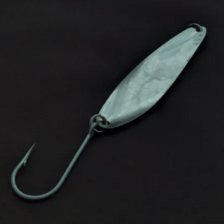 Vintage  Luhr Jensen Coyote spoon Glow, 1/4oz nickel/green/white Glow - glows in the dark fishing spoon #22552