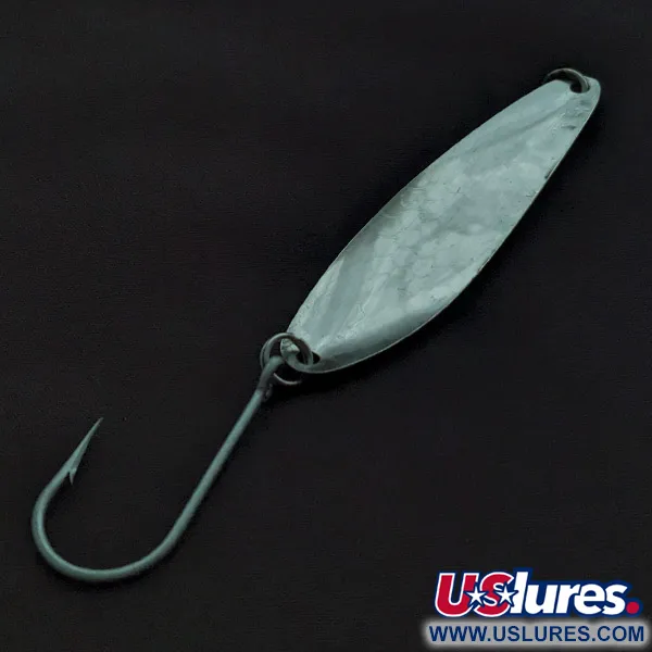 Vintage    Luhr Jensen Coyote spoon Glow, 1/4oz nickel/green/white Glow - glows in the dark fishing spoon #22552