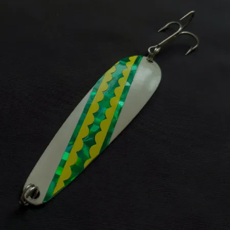 Vintage Hicks Tackle, 1/3oz white/hologram fishing spoon #22568