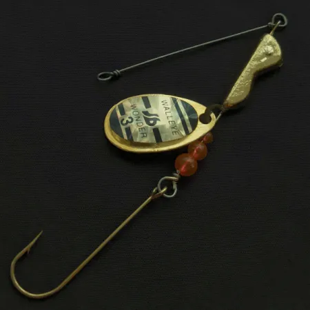 Vintage South Bend Walleye Wonder 3  Spinnerbait, 1/2oz gold spinning lure #22629