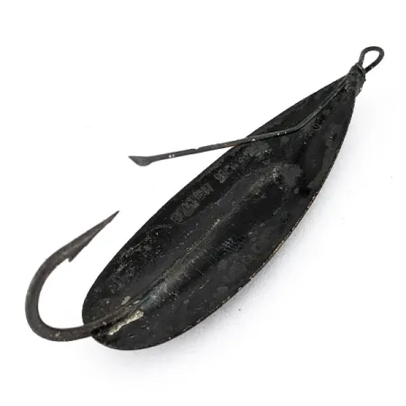 Vintage Johnson Silver Minnow, 3/4oz black fishing spoon #22634