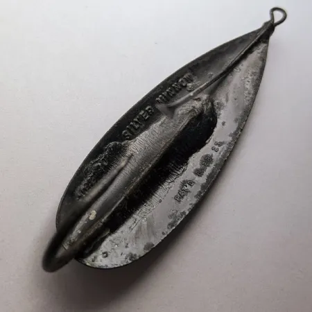 Vintage Johnson Silver Minnow, 3/4oz black fishing spoon #22634