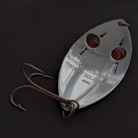 Vintage Herter's Herters Glass Eye Spoon, 3/4oz nickel/red eyes fishing spoon #22641