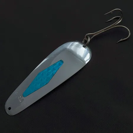 Vintage Miller ITHACA 75 trolling spoon, 1/3oz nickel/blue fishing spoon #22642