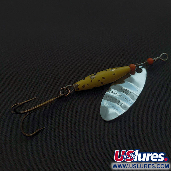 Vintage  Abu Garcia Abu Spinnaren Reflex , 1/4oz nickel/yellow spinning lure #22643