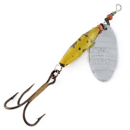 Vintage Abu Garcia Abu Spinnaren Reflex , 1/4oz nickel/yellow spinning lure #22643