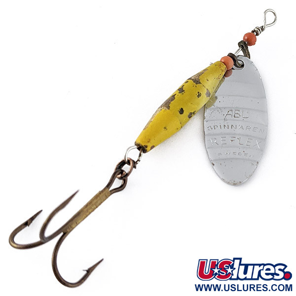 Vintage  Abu Garcia Abu Spinnaren Reflex , 1/4oz nickel/yellow spinning lure #22643