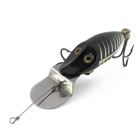 Vintage Heddon Tiny Deeper Runt, 1/4oz Black bone fishing lure #22649