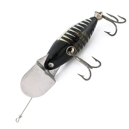 Vintage Heddon Tiny Deeper Runt, 1/4oz Black bone fishing lure #22649