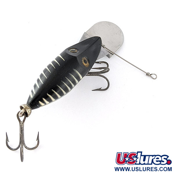 Vintage   Heddon Tiny Deeper Runt, 1/4oz Black bone fishing lure #22649