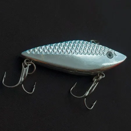 Vintage Strike King Diamond Shad (1980s), 2/5oz silver/blue fishing lure #22659