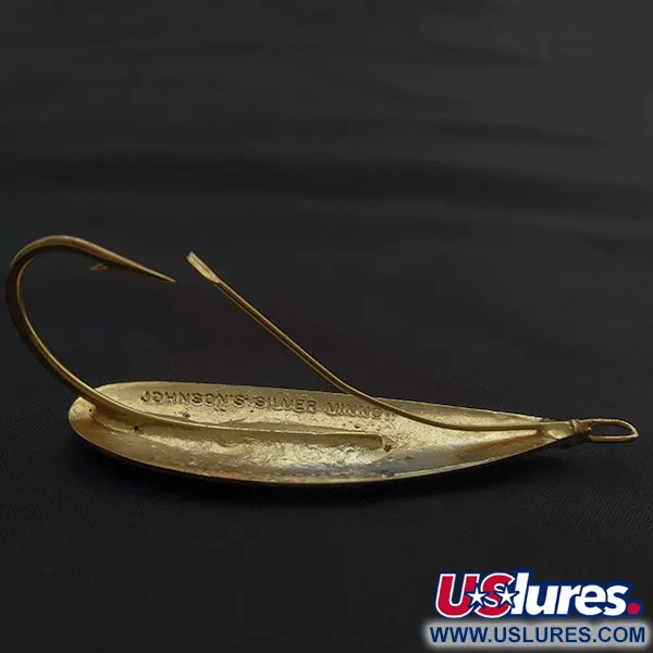 Vintage   Johnson Silver Minnow, 3/5oz gold fishing spoon #22668